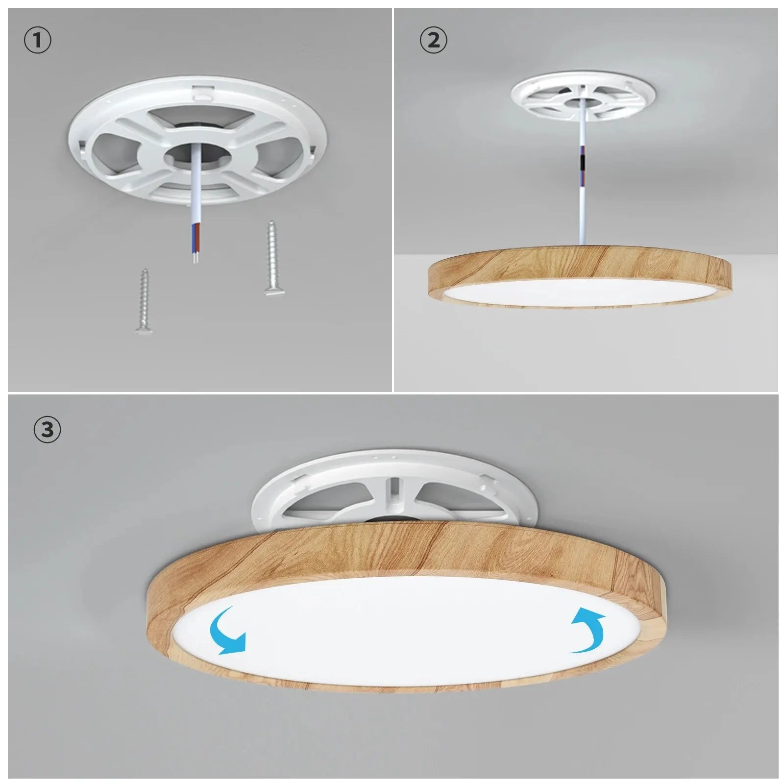 Linea Wood-Effect Flush Ceiling Light