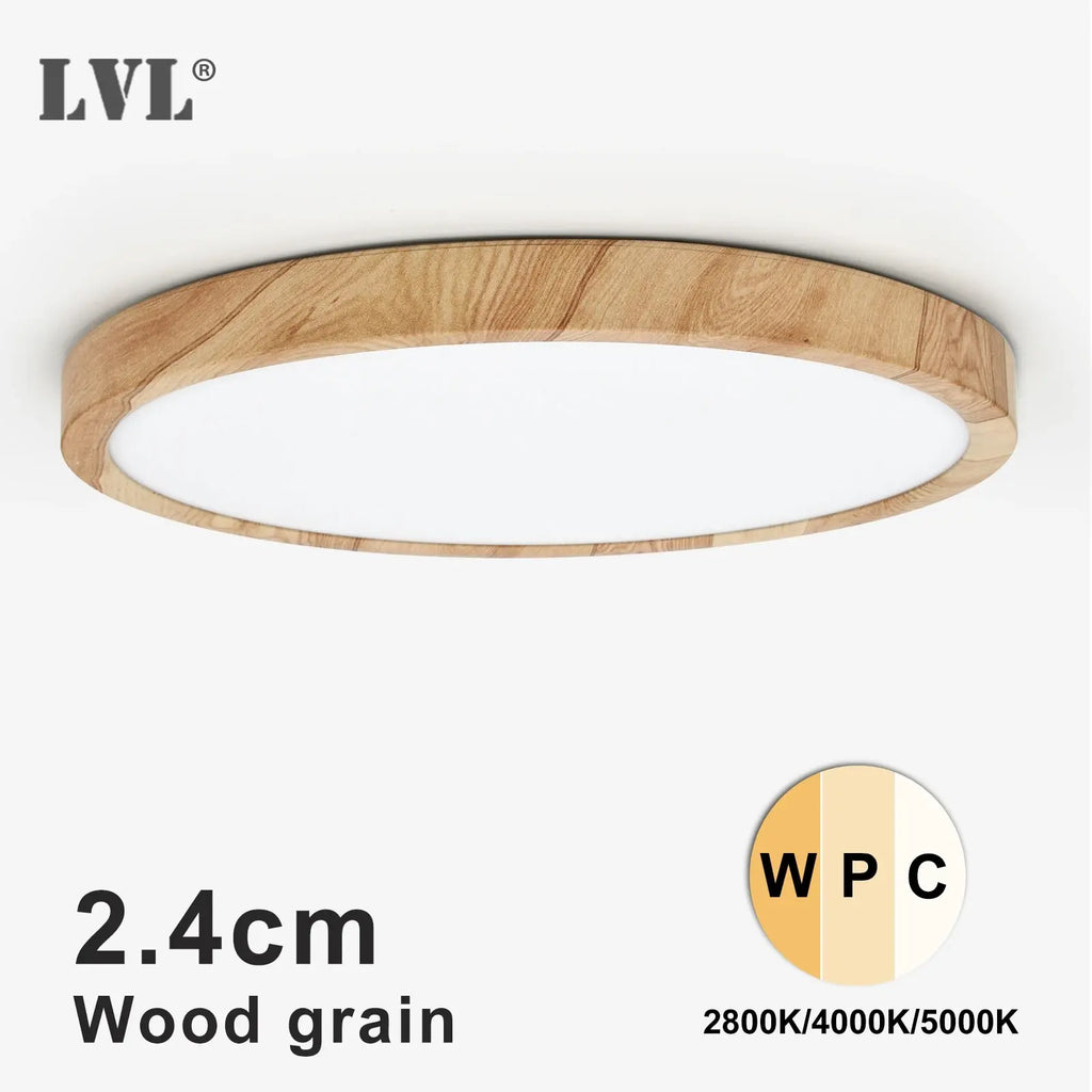 Linea Wood-Effect Flush Ceiling Light