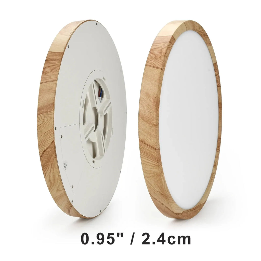 Linea Wood-Effect Flush Ceiling Light